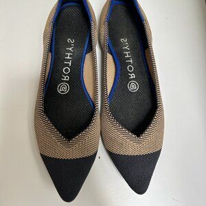 Rothy's The Point in tan with black tip